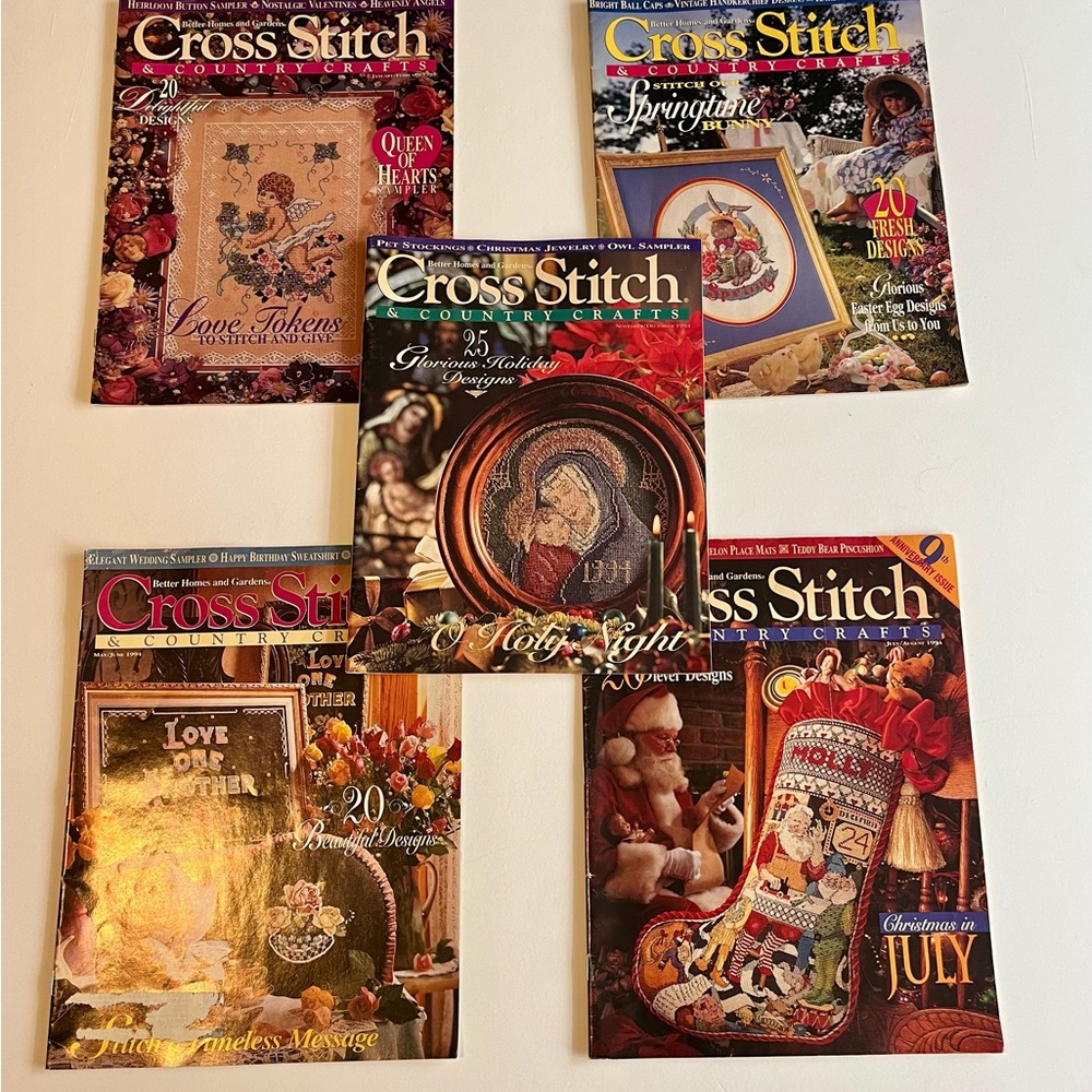 Better Homes & Garden Cross Stitch & Country Crafts Instructions - Lot of 5 1994